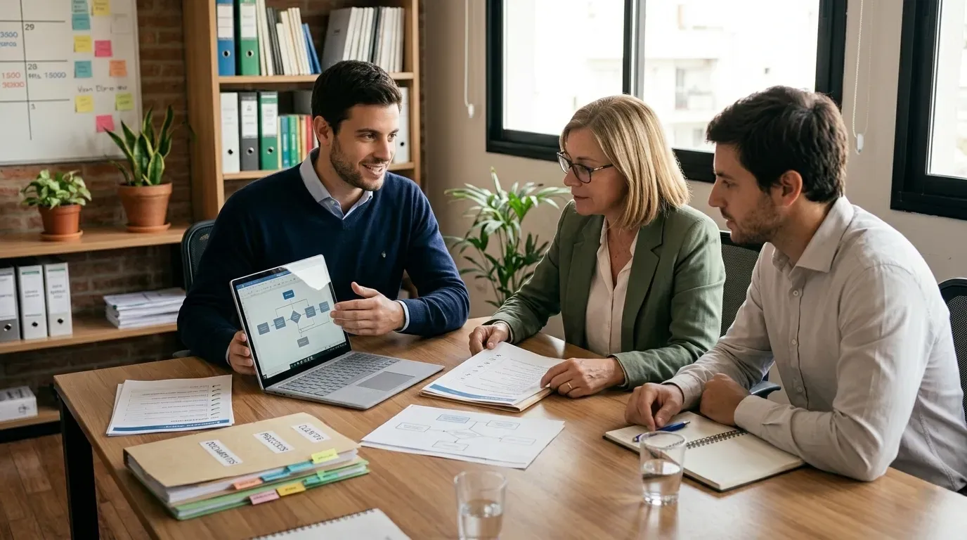 Reunión de implementación entre RoadToBiz y responsables de un estudio contable